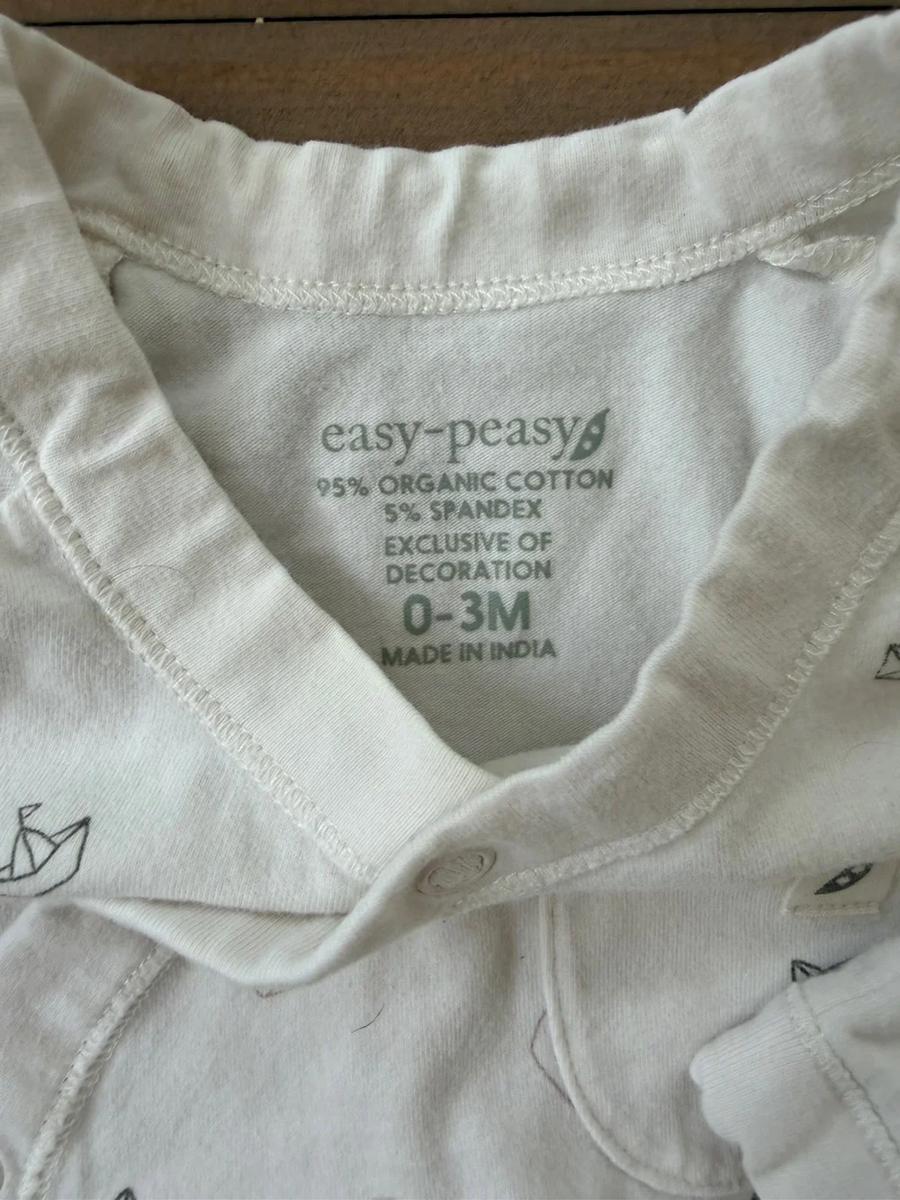 Easy Peasy Organic Cotton Origami Cream Printed Baby One-Piece - 0-3 Months